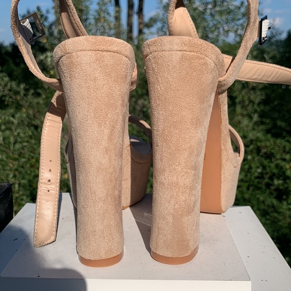 70’s NUDE PLATFORM SANDALS VEGAN SUEDE - Picture 5 of 16